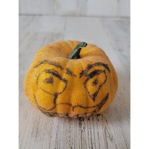 Shiny mini pumpkin handmade Jack O'Lantern AS IS home decor